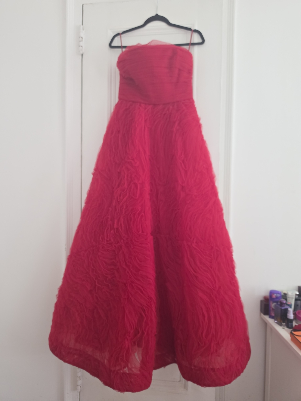 Rebecca Vallance Red Strapless Textured Ball Gown - Picture 5 of 7